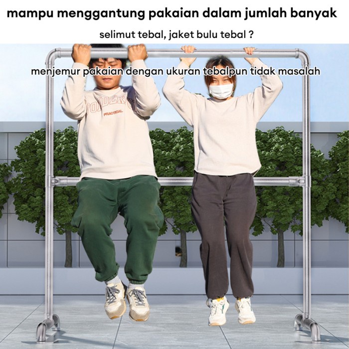 HARGA PROMO RAK GANTUNGAN BAJU STAINLESS 2 N JEMURAN BAJU BAJA 2 N STAND HANGER 2 N LPO