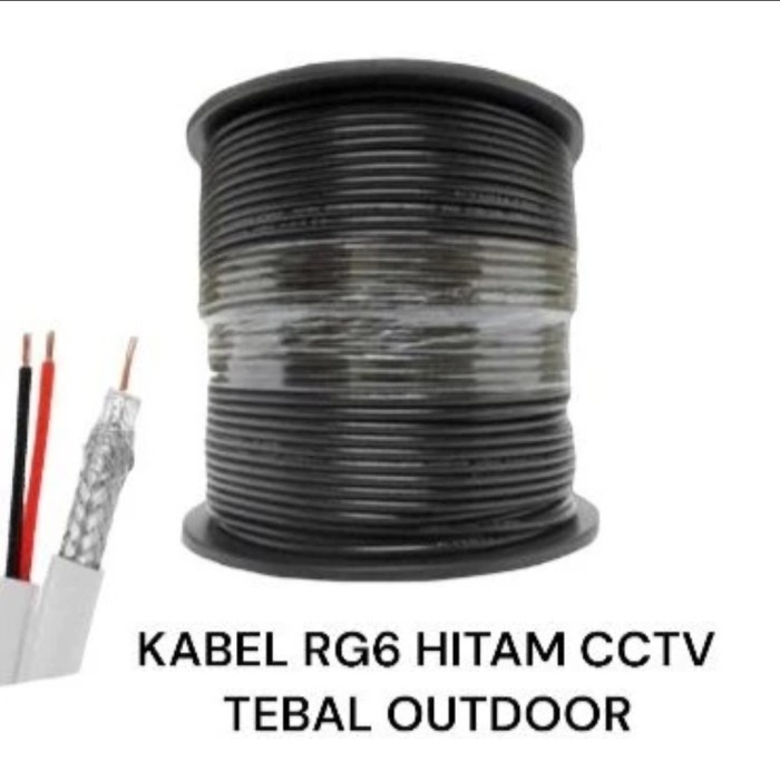PROMO KABEL CCTV RG 6 50 METER + POWER HITAM TEBAL BAGUS UNTUK OUTDOOR RG6
