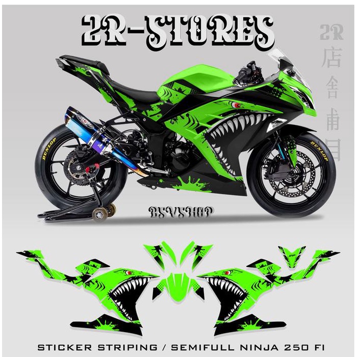 terbaru  striping kawasaki ninja 250 fi semi full / stiker ninja 250 fi / variasi sharks / stiker