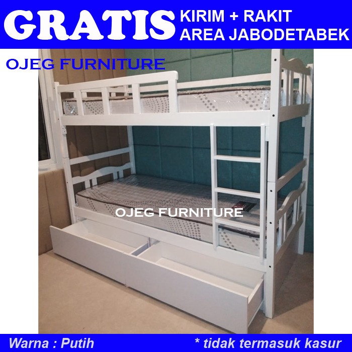 Ranjang Susun Dengan Laci Kolong Serbaguna Tempat Tidur Lemari Kolong