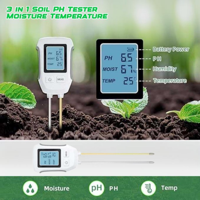 ALAT UKUR PH METER TANAH 3-4IN1 SOIL ANALYZER TDS DIGITAL TESTER AIR