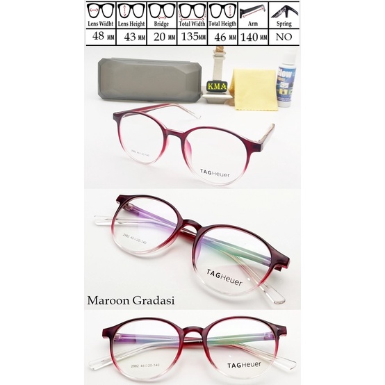 Frame Kacamata Minus Tagheuer Pria Dan Wanita Kacamata Bulat Retro #Gratisongkir