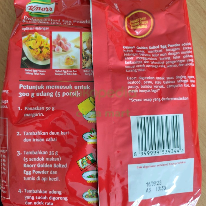 

Knorr Golden Salted Egg Powder / Bubuk Saus Telur Asin 270Gr Best Quality