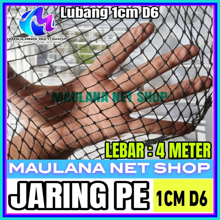 PREMIUM jaring pe lubang 1 cm D6 untuk pengaman,kolam ikan,kandang ayam,golf