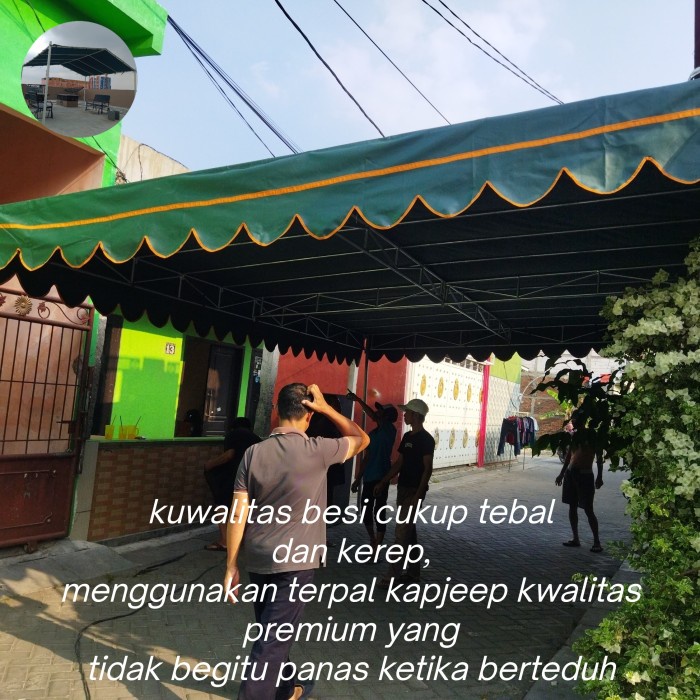 PREMIUM Tenda terop 4x6 rangka + terpal kapjeep + rumbai (kapjeep)