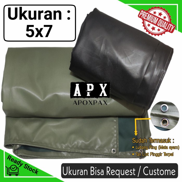 PREMIUM terpal kain CV Jeep/Tentara ukuran 5x7
