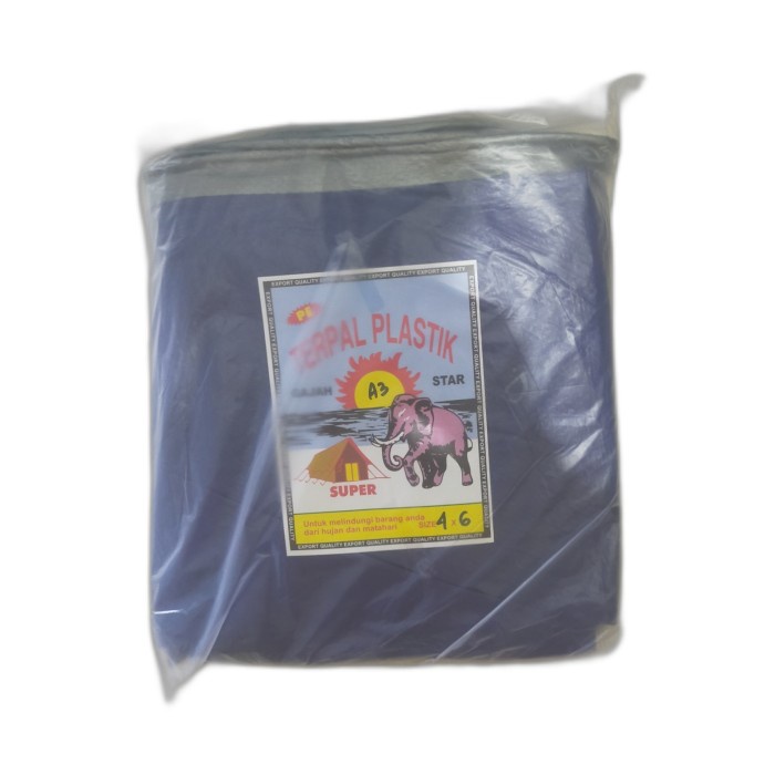 PREMIUM Terpal Plastik A3 Cap Gajah 4X6 Meter Biru Tebal Anti Air Serbaguna
