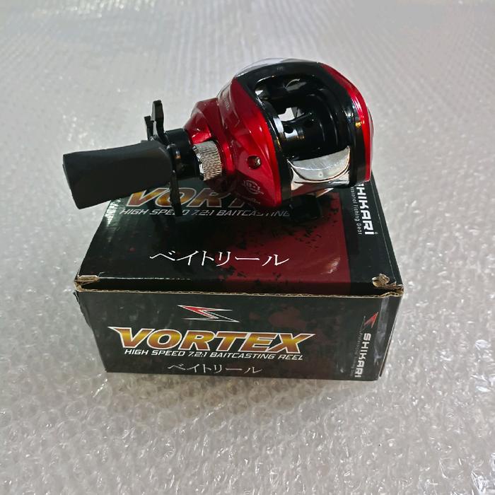 terbaru  reel bc murah shikari vortex voltra dan katana zuma baitcasting metal ready