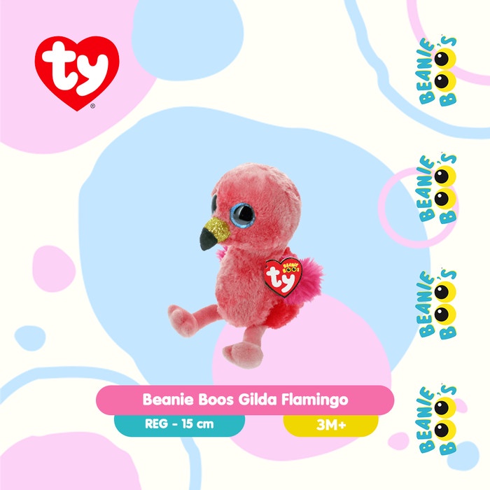 Sale Terbatas Ty Beanie Boos Gilda Flamingo (Regular) - Boneka Burung Flamingo Aman
