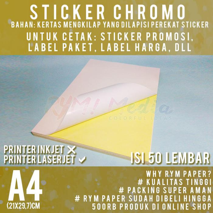 

Sticker Chromo A4 Isi 50 Lembar / Kertas Stiker Glossy Mengkilap A4