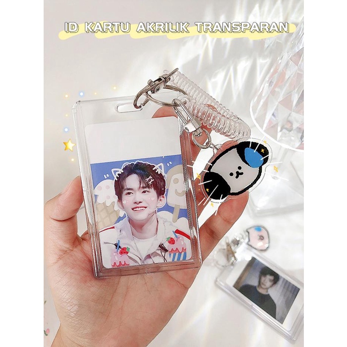 

Tempat Kartu Id Akrilik Transparan / Tempat Kartu Id Kerja/Casing Id Card Bening/Dengan Gantungan