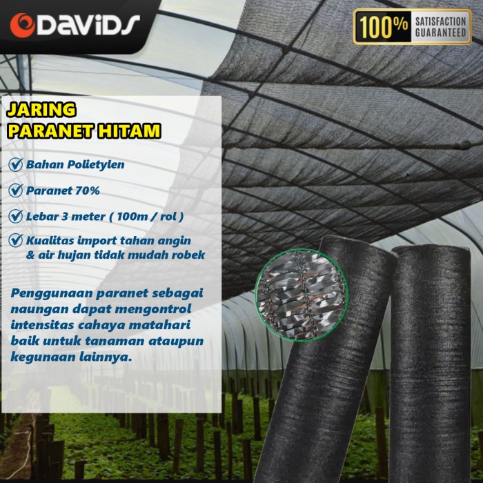 JTTOP" PARANET 75% NYLON WARING JARING TANAMAN SUN SHADE LEBAR 3 METER HITAM