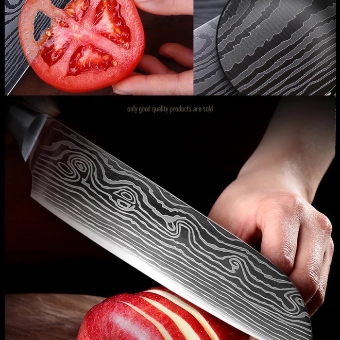 Xituo Pisau Dapur Set Chef Damascus Pattern Pisau Daging