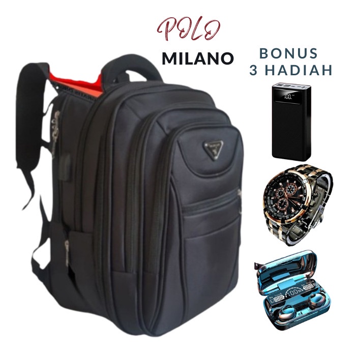 BEST SELLER << BONUS 3 HADIAH >> TAS POLO MILANO ORIGINAL100% JUMBO TAS SEKOLAH ANAK LAKI LAKI