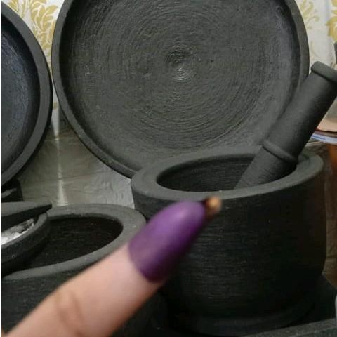 terbaru  lumpang / penumbuk batu asli ukur besar 22cm free alu/ penumbuk batu alat dapur ready