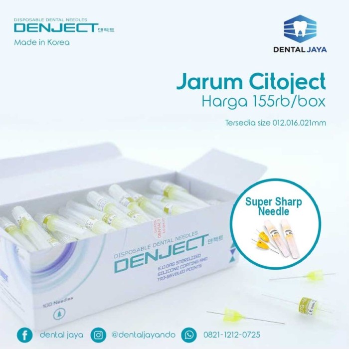 Ready Dental Jaya Jarum Citoject / Carpule / Needle / Denject - Diodent