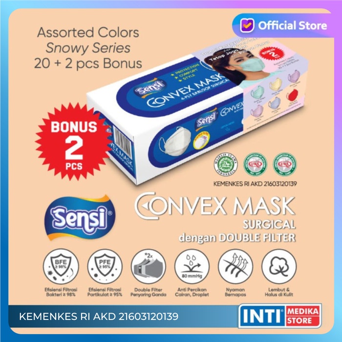 Ready SENSI - Convex Mask 4 Ply SNOWY SERIES Masker Sensi Earloop MIX