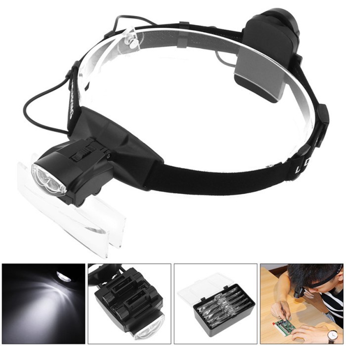 

kacamata Magnifier ( Five Lens Eye Glass ) with 2 led / kaca pembesar