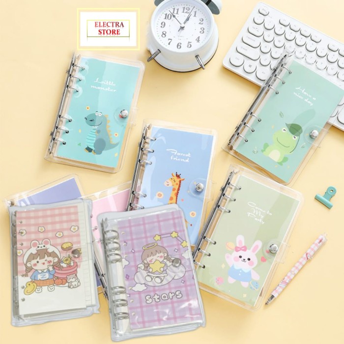 

ES - Buku Binder A6 100 Lembar Karakter Lucu Buku Diary Karakter Imut