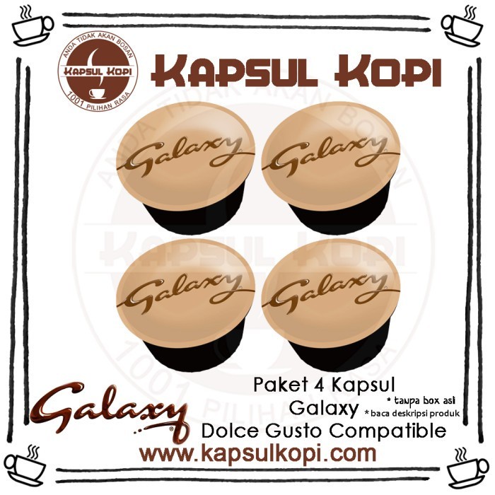 

Paket 4 KapsulKopi Galaxy Hot Chocolate Nescafe Dolce Gusto