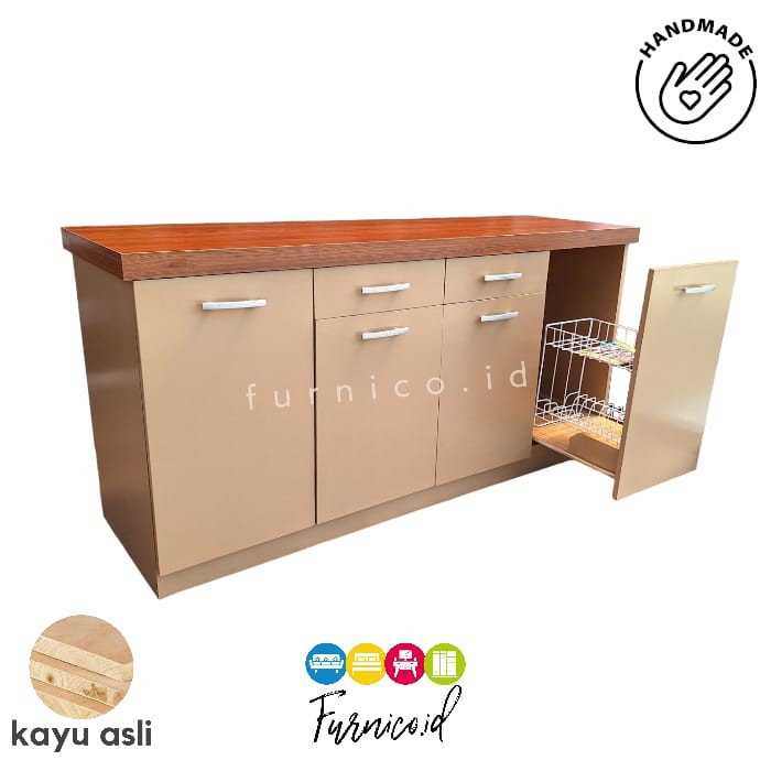 Kiten Set 4 Pintu Bawah Rak Piring Lemari Piring / Lemari Sayur KAYU TEAKBLOK