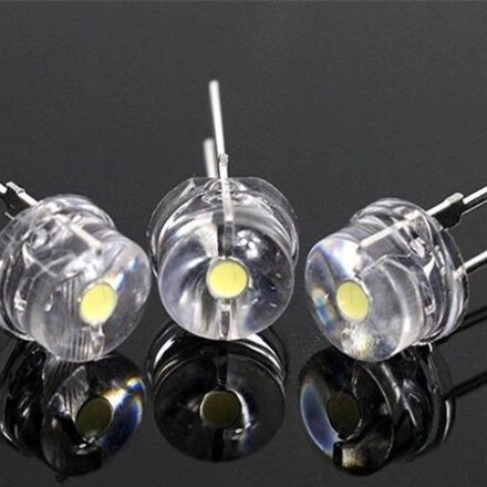 LED 8mm Straw Hat/ Pendek Putih - Merah / Kuning / Hijau