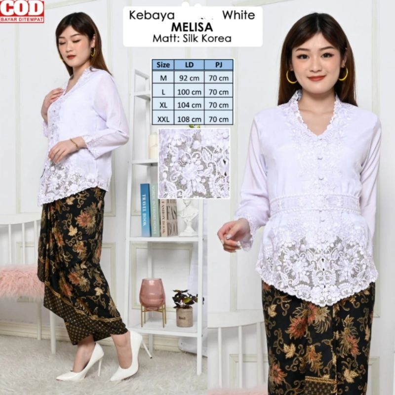 Atasan Kebaya Encim Bordir Modern Warna Putih Melisa Kebaya Moderen