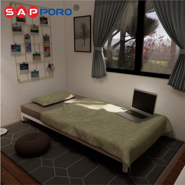 Ready Stok" Sapporo Kiama - Ranjang Besi Single Bed Divan Besi Single Bed Kasur Roda