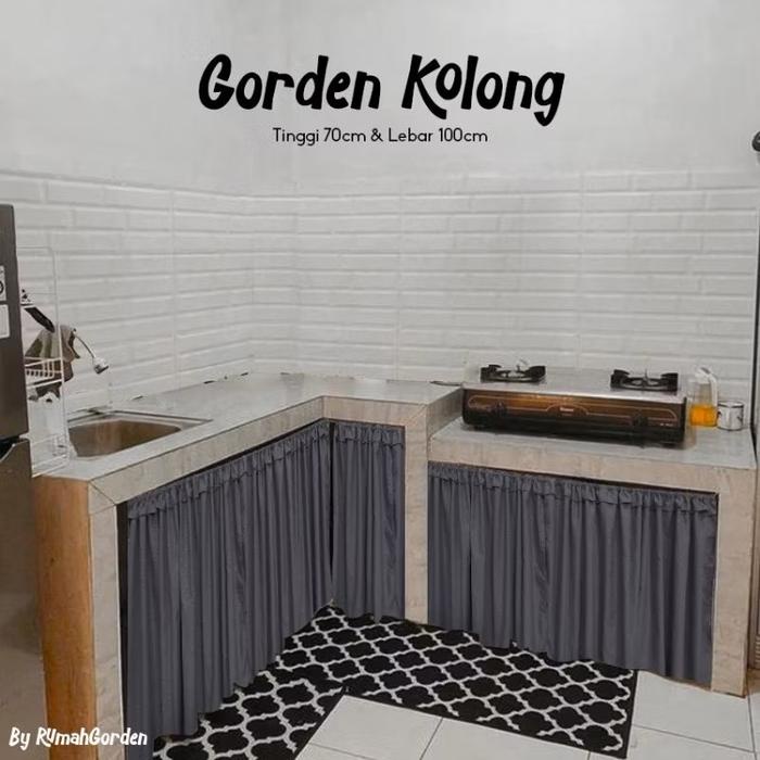 SPECIAL Gorden Kolong Dapur Minimalis Free Tali Motif Terbaru A002 Kain Curtain