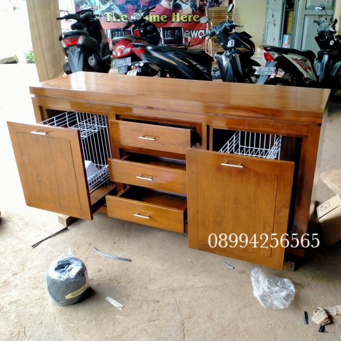 CUCI GUDANG meja dapur kayu jati jepara bufet rak piring kitchen set