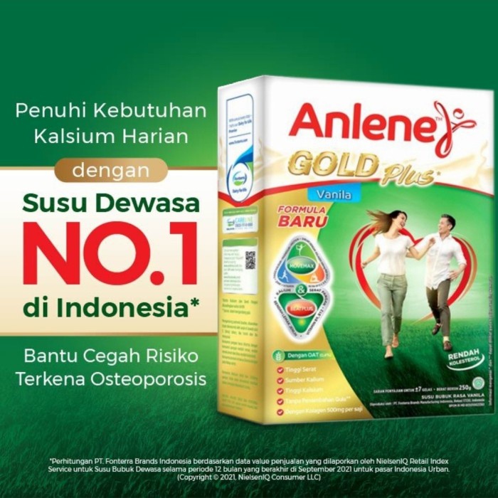 Tebaru Susu Anlene Gold Vanila 250 gr 250gr susu tulang / Susu Lansia Berkualitas