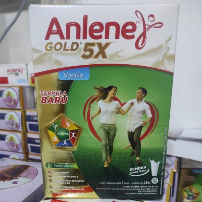 Tebaru Susu Anlene gold 5X Vanila 250 gr 250gr / Susu Lansia Tulang Berkualitas