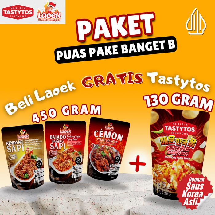 

terbaru !!! paket puas pake banget b ( 3 lauk + 1 tastytos ) instan food makanan siap saji ready