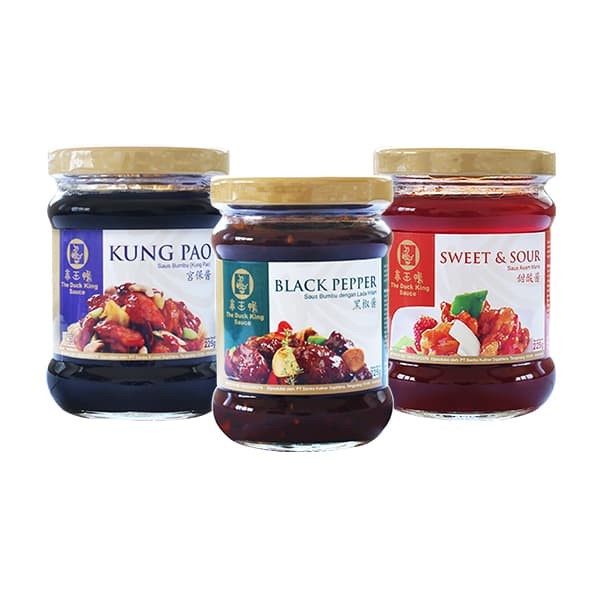 

The Duck King Sauce Paket Tiga - Black Pepper + Kung Pao + Sweet Sour