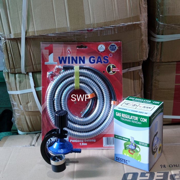 DESTEC selang gas lpg regulator com 201m plus meter Kode 554