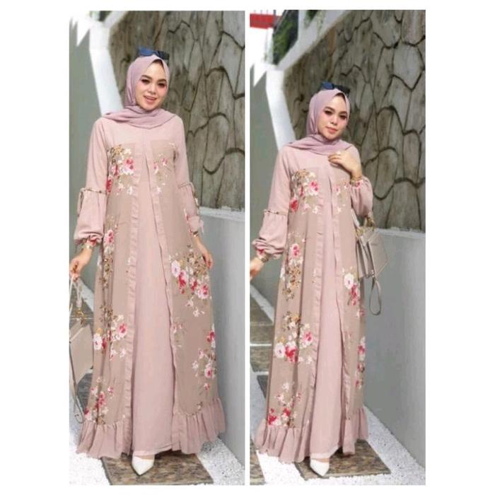 DISKON Nora Dress jumbo Ceruty, Cantik Muslim Dress wanita muslimah Gamis baju midi muslim gaun