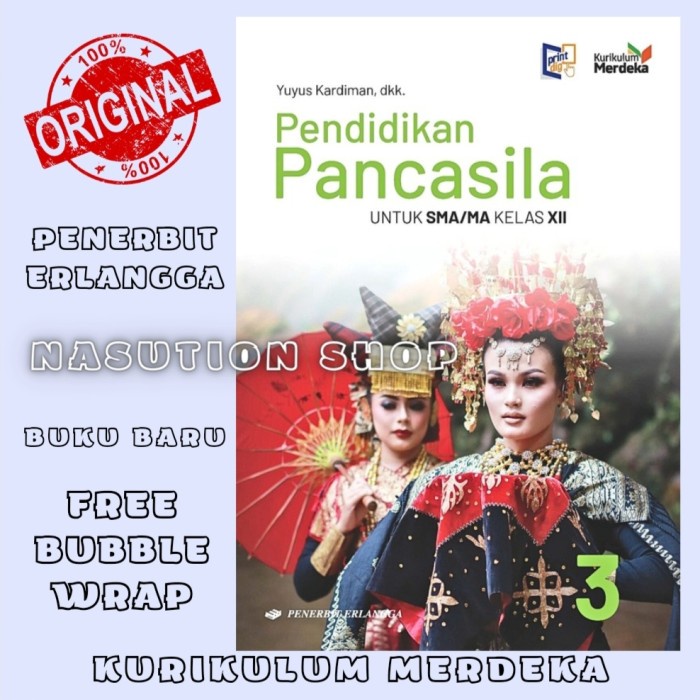 

SALE !!! BUKU PENDIDIKAN PANCASILA KELAS 3 / XII 12 SMA ERLANGGA KURIKULUM MERDEKA READYY
