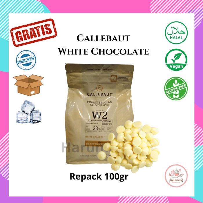 

Ready Stok" Callebaut White Chocolate Couverture Repack 100Gr