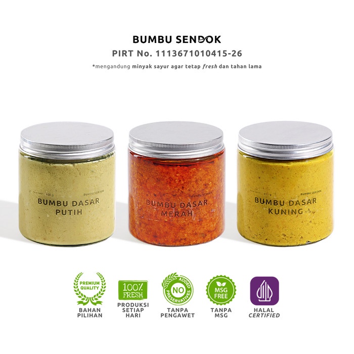 

Bumbu Sendok Paket (3 Jar) Bumbu Dasar Putih, Kuning, Merah 400G