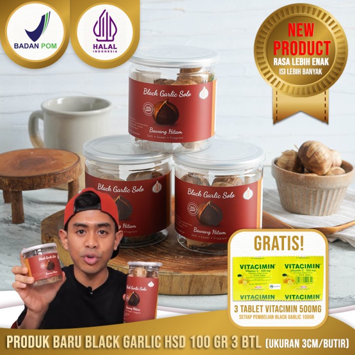 

3 Botol Black Garlic Solo ( Bawang Hitam Tunggal) 100 Gr