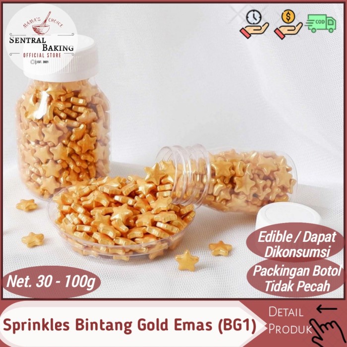 

Ready Stok" Sprinkle Kue Bintang Gold Emas (Bg1) / Springkel Star Springkle Kue