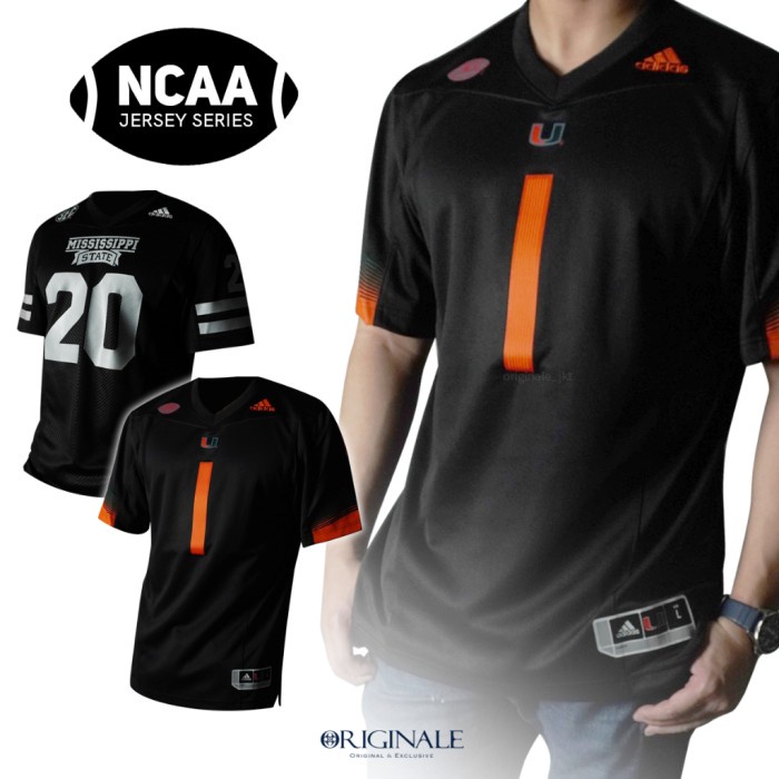 Kaos NFL (NCAA) Pria Miami Hurricanes Premier by ADD - Black