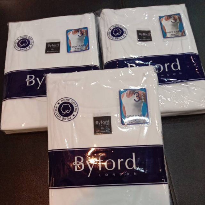 BYFORD KAOS DALAM SINGLET PRIA ISI 3 PCS BAHAN KATUN WARNA PUTIH