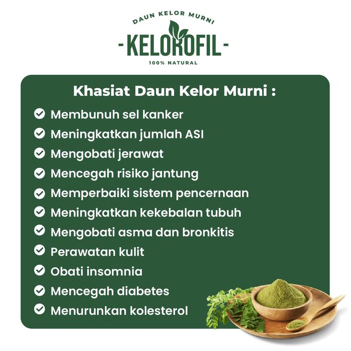 

EQ Kelorofil Teh Bubuk daun kelor alami Beli 1 gratis 1 Herbal