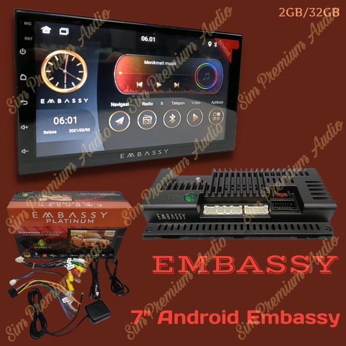 Banyak Dicari Head Unit Android Embassy 7 Inch Platinum Ram 2Gb / Rom 32Gb Android