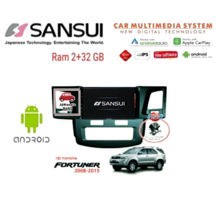 Laris Head Unit Android Sansui 9 Inch Oem Fortuner 2005 Up + Kamera