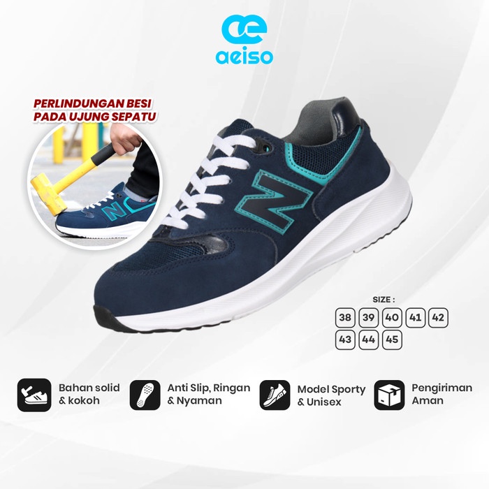 Promo Terbatas Sepatu Sneakers Safety Pria Sport Ujung Besi Aeiso V10