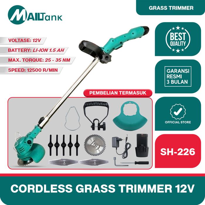 Mesin Potong Rumput Baterai Cordless Mailtank SH226 12volt Gress Trimmer Berkualitas