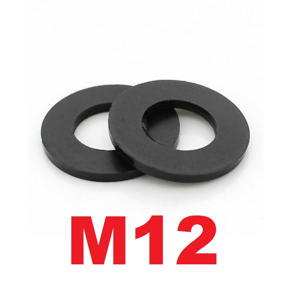 Black Nylon Washer 12mm Ring Plastik M12 x 20mm x 1mm Flat Nut Spacer Plastic