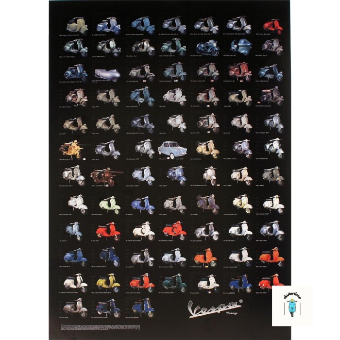 STOK AMAN POSTER VESPA MODELS IV ORI SIP GERMANY KODE 1219